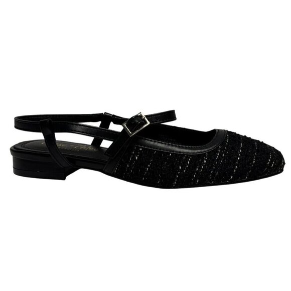Chase + Chloe Shoes - CHASE + CHLOE / Enki-1 / Black / Glitter/ Slingback Flats